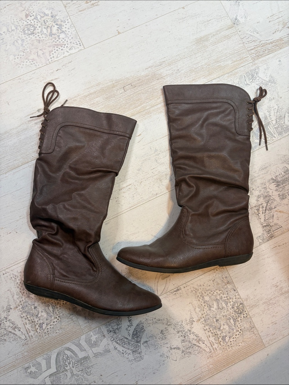 Faded Glory Brown Flat Boots Size 10